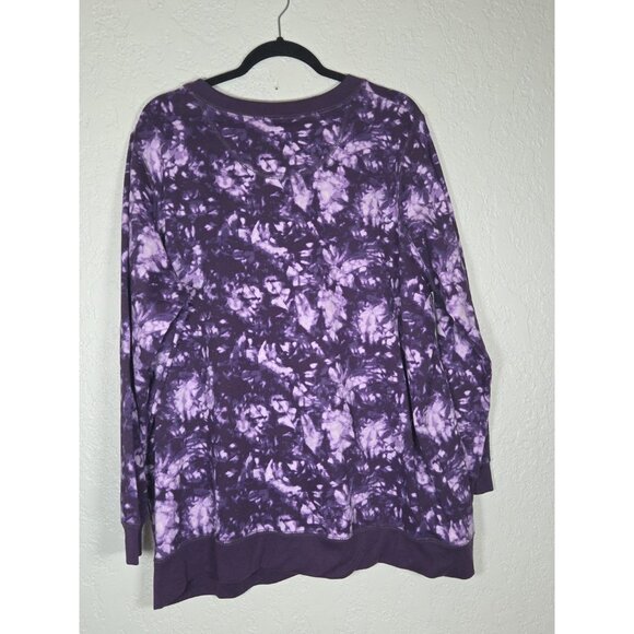 Woman Within Plus Size Tie-Dyed Purple Knit Sweatshirt Tunic 22/24 1X - Picture 3 of 4